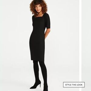 Ann Taylor The Square Neck Sheath Dress in Navy workwear office mature travel